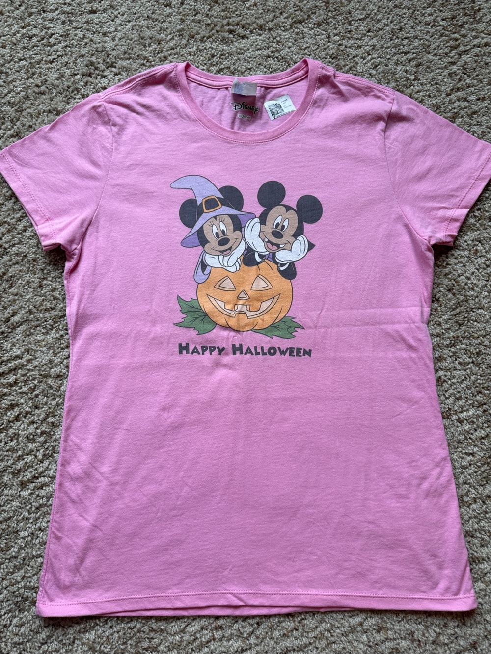 Disney Pink Mickey & Minnie Halloween Pumpkin Tee
